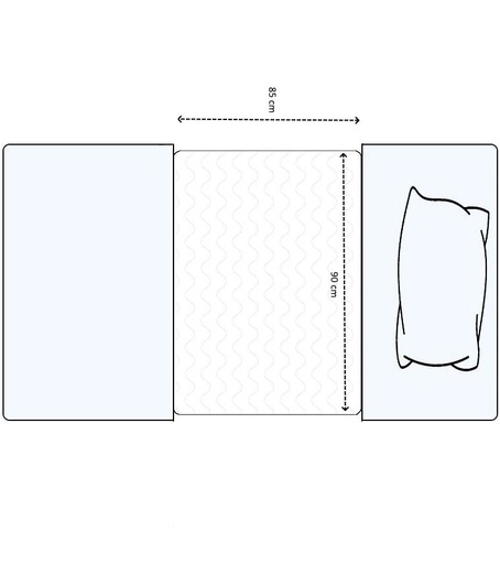 Textile Bettschutzauflage, Bed Mat, 85 x 90 cm, waschbar ohne Stecktuch/flaps