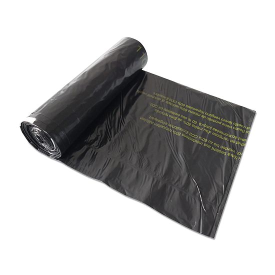 Kehrichtsäcke mit Zugband, 110 lt, (48my), schwarz, 80% Recycling-Material, 70x1100x50 mm, 10 Stk x 20 Rollen