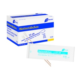 Wattestäbchen Meditrade einfach steril, 15 cm, grosser Kopf, Karton 100 x 2 Stk.