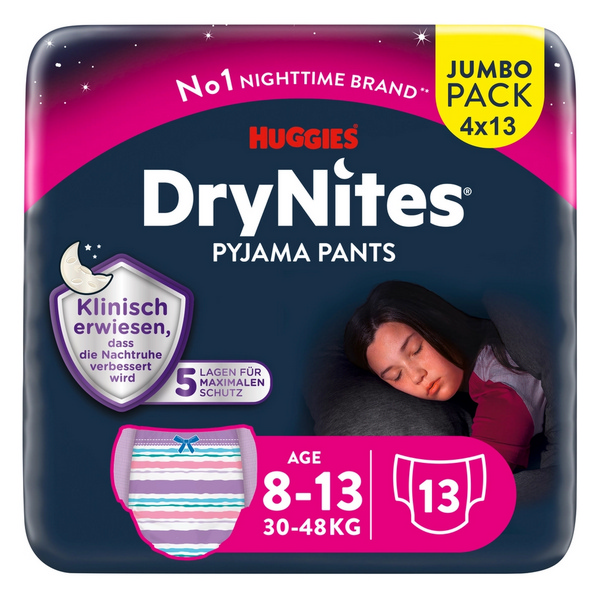 Huggies DryNites Nachtwindeln Girl 8-15 Jahre Jumbo 13 Stk.