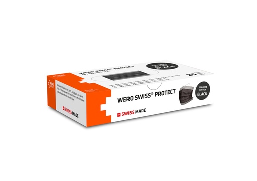 [400005N] Maschera WERO SWISS© Protect tipo IIR, nera, 20 pz.