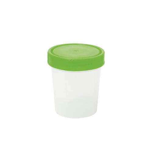 [440015N] Bicchiere per urine con tappo a vite, verde, 100 ml, 1 x 500 pz.