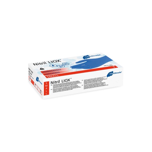 [470000N] Nitril® LIOX, antimicrobial examination glove made of nitrile, BLUE, powder-free, Small (6-6.5), 200 pcs., approved for allergy sufferers