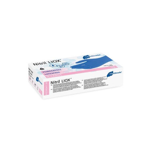[470003N] Nitril® LIOX, antimicrobial examination glove made of nitrile, BLUE, powder-free, X-Large (9), 180 pcs. approved for allergy sufferers