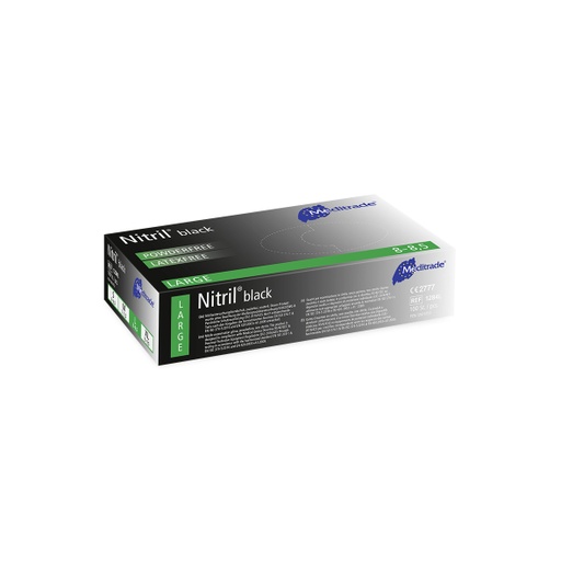 [470010N] Nitril® Black, examination glove nitrile, powder-free, black Large (8-8.5), 100 pcs.