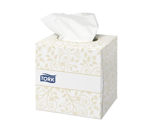 [700001N] Tork extra weiche Kosmetiktücher im Spenderwürfel, 140278, 2lg, 100 Stk. pro Box, weiss