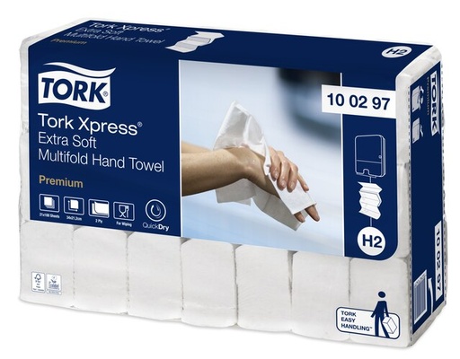 [700016N] Tork Xpress® Essuie-mains Multifold, extra doux, Premium, 100297, 34x21cm, 21x100 pces =2'100 pces