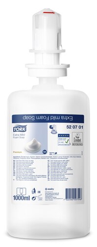 [700038N] Tork, savon mousse extra-doux, 520701, Premium, 1 L par bouteille, S4, 1l