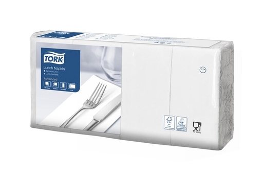[700042N] Tork, 1/8-plis, 33x33 cm, 477402, 2lg, Serviettes, Blanc, 10 x 200 pcs.