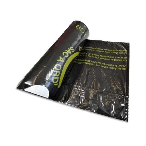 [720013N] Refuse sacks with drawstring, 60 lt, (38my), black, 80% recycled material, 570x860x50 mm, 10 pcs x 20 rolls