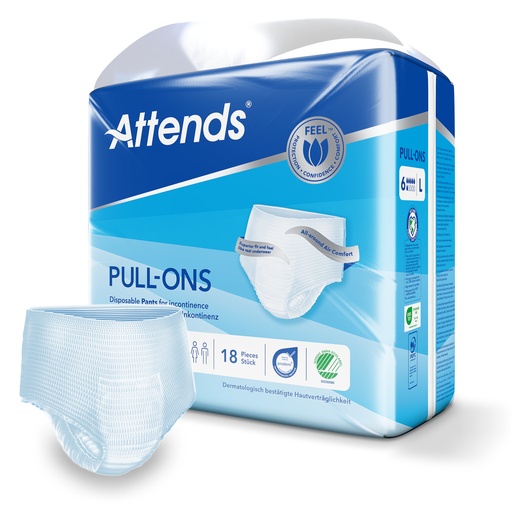 [430053-1N] Attends Pull Ons 6 L, 18 pz.