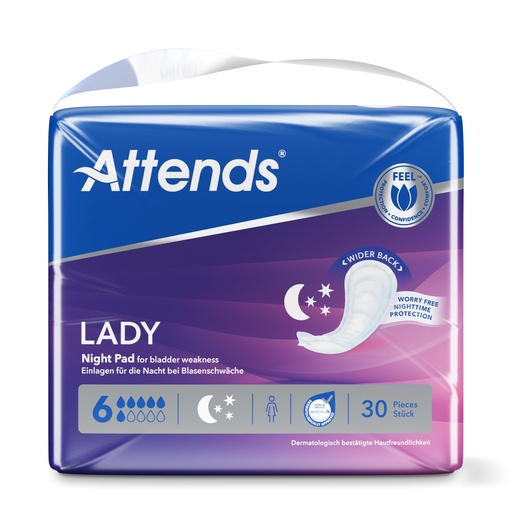 [430008-1N] Attends Lady Night Pad 6, 30 pièces