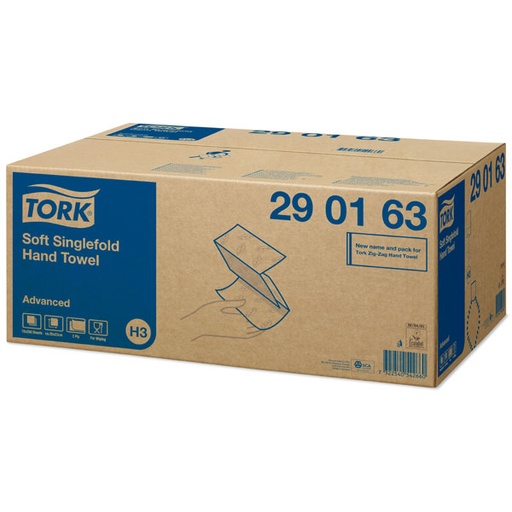 [700204N] Tork zigzag Towel, V-fold, Advanced, 290163, white, 2 pcs, 23x24.8cm,15x250 pcs.