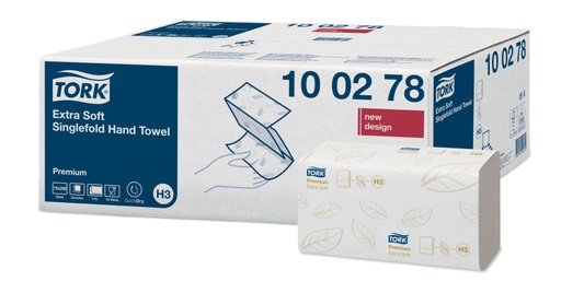[700205N] Tork Extra Soft zigzag Hand Towels, V-fold, 100278, H3, Premium, white, 2pcs, 23x22.6cm, 15x200 pcs.