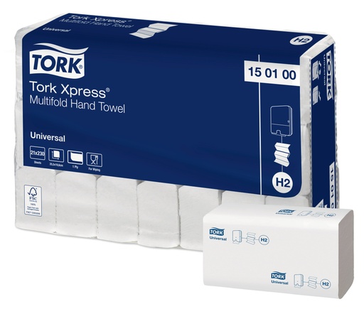 [700209N] Tork Xpress® Multifold Hand Towels, 150100, Universal, 21x23.4 cm, White, 1lg, 21x230 pcs.