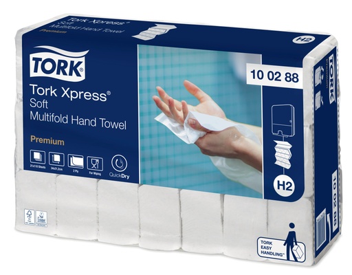 [700211N] Tork Xpress® Soft multifold Towel, 100288, H2, Premium, white, 2 pcs, 21x110 pcs.