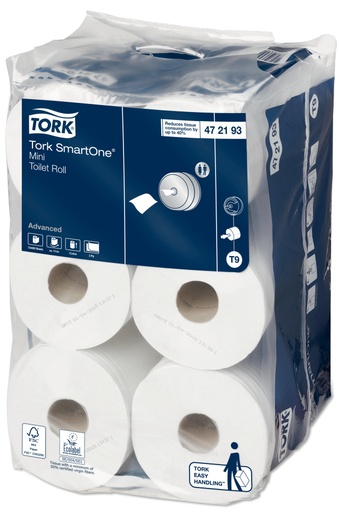 [700217N] Tork SmartOne® Mini carta igienica, 472193, Advanced, bianco, 2lg, 12 rotoli