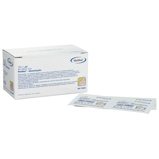 [440341N] Tamponi alcolici in tessuto non tessuto per la pulizia della pelle, pronti all'uso, solo per uso singolo, 3x3 cm, 100 pz/scatola