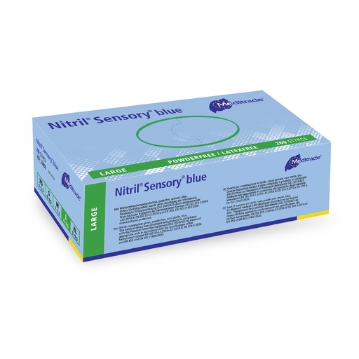 [470102N] Nitril® Sensory blue, guanto da esplorazione in nitrile, BLU, senza polvere, grande, 200 pz.