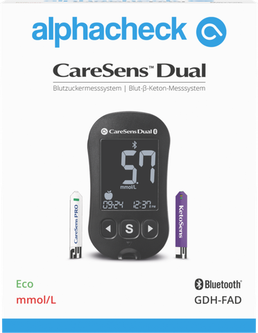 [400600N] alphacheck CareSens Dual eco misuratore di glicemia, mmol/L, "modello gratuito per le istituzioni".