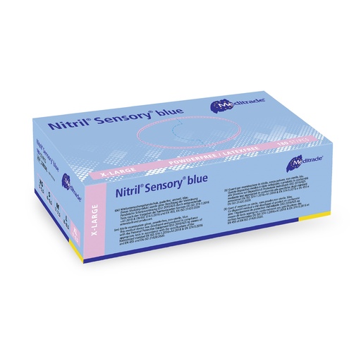 [470103N] Nitril Sensory blue, Untersuchungshandschuh aus Nitril, BLAU, puderfrei, XL, 180 Stk.