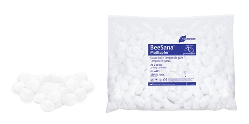 [400438N] BeeSana Round Gauze Swabs according to EN 14079, Non-Sterile, Ø 4 cm, Round, 250 pcs.