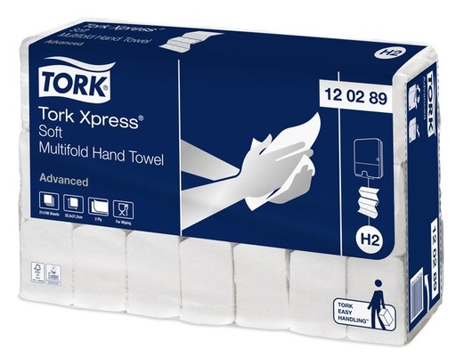 [700014N] Tork Xpress® Multifold Handtuch, Advanced, 120289 Neu: 120398, 25,5x21,2 2lg, weiss, 21x 180 Stk = 1 Karton
