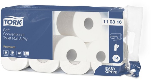 [700006N] Tork Soft small roll Toilet Paper Premium, 3-ply, 110316, 8 rolls