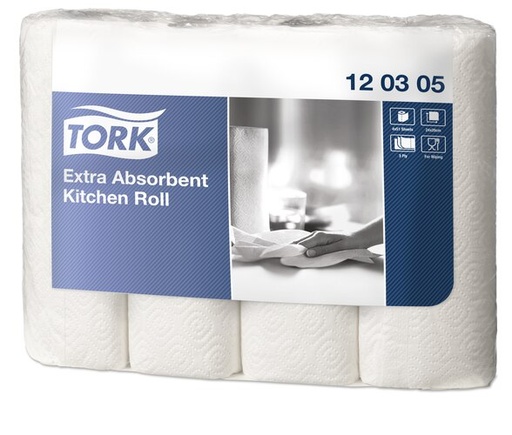 [700027N] Tork, Extra-absorbent Kitchen Roll, 120305, 3lg, 51 sheets per roll, 12 x 4 rolls
