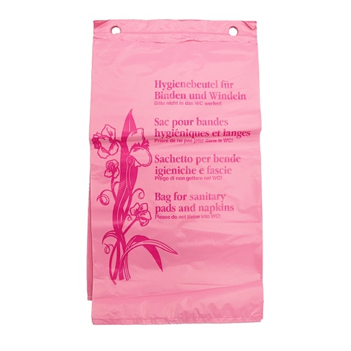 [720018N] Sachets hygiéniques roses en PE, 12 my, 5 x 100 pcs.