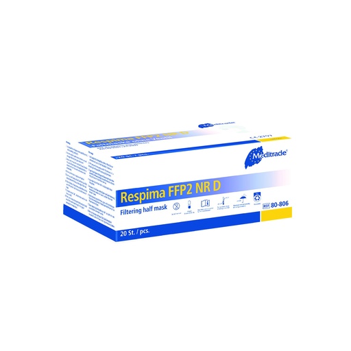 [220000N] Respima FFP2 NR D, masque de protection respiratoire jetable, sans valve, emballage individuel de 20 pièces