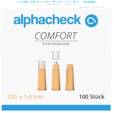 [400611N] Lancette di sicurezza monouso comfort alphacheck, ago a retrazione automatica, 23G, 1,6 mm, sterile, 100 pz.