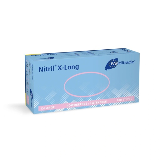 [470111N] Nitril® X-Long, bleu, gant d'examen, non poudré, Large (8-8.5), 100 pcs.