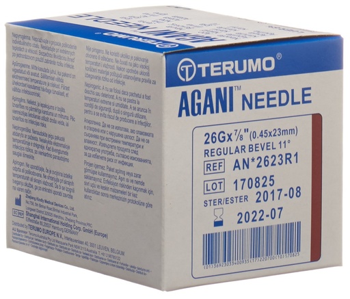 [400507N] Disposable cannula, TERUMO Agani, 26G brown, 0.45 x 23 mm, box of 100 pcs.