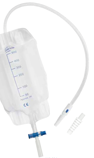 [480201N] GHC Beinbeutel CAREFLOW UB 500, 500ml, 30cm, steril, T-Ablauf mit Rückschlagventil