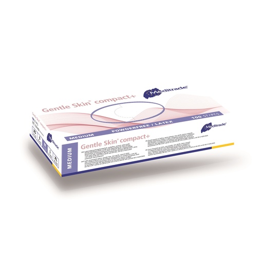 [470021-1N] Gentle Skin® compact+, Latex Handschuh, puderfrei, weiss, Medium (7-7.5), 100 Stk.