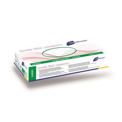 [470022-1N] Gentle Skin® compact+, guanto in lattice, senza polvere, bianco, grande (8-8,5), 100 pz.