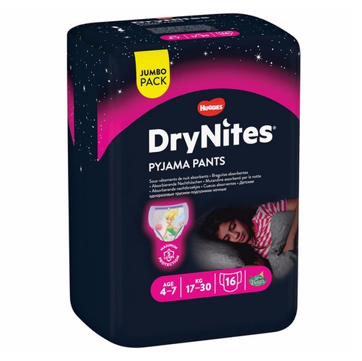 [433003-1N] Huggies Drynites mutandine da notte bambina, 4-7 anni, 2252141, 16 pz.