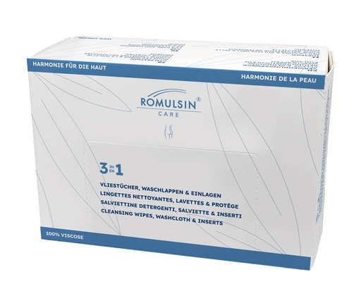 [420011-5N] Romulsin Care 3in1 Lingettes non tissées, gant de toilette & inserts, 50 pcs.