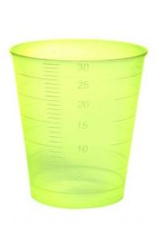 [440020E] Medibecher, gelb, transparent, graduiert bis 30 ml, Box à 75 Stk. 