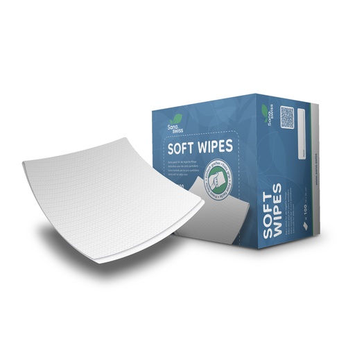 [110110N] sana.swiss Soft Wipe, Waschtuch, 19x30 cm, 100 Stk. in Kartonspenderbox
